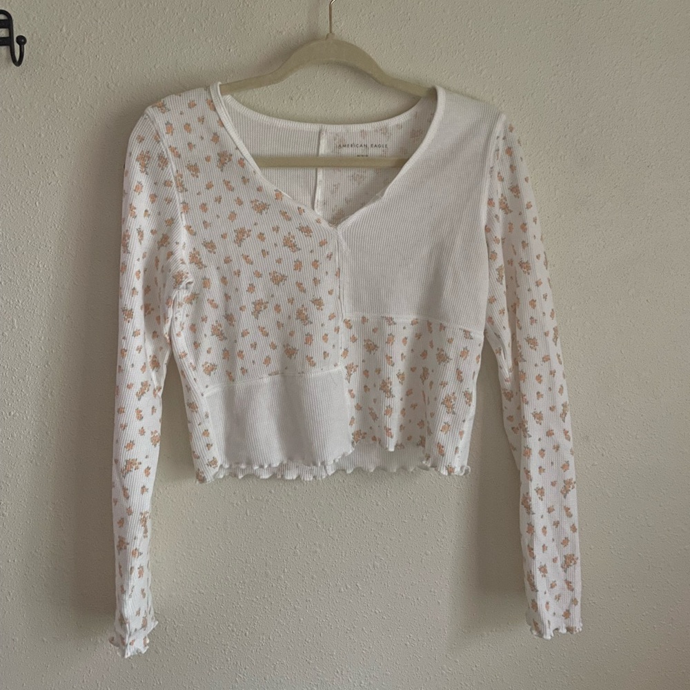 American eagle cropped patchwork shirt
